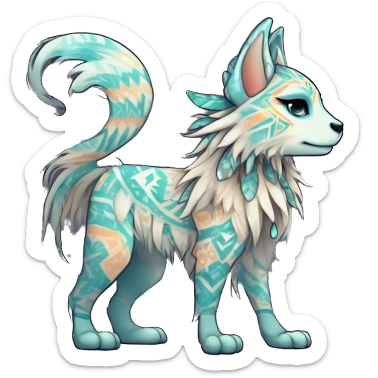 cute Kawaii edgy ethereal shy epic tribal fantasy animal fursona Fionbri creature by griffsnuff & LiLaiRa & Falvie with exotic colors with intricate patterns full body sticker