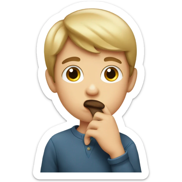 a boy of European appearance covers his mouth with his hand sticker