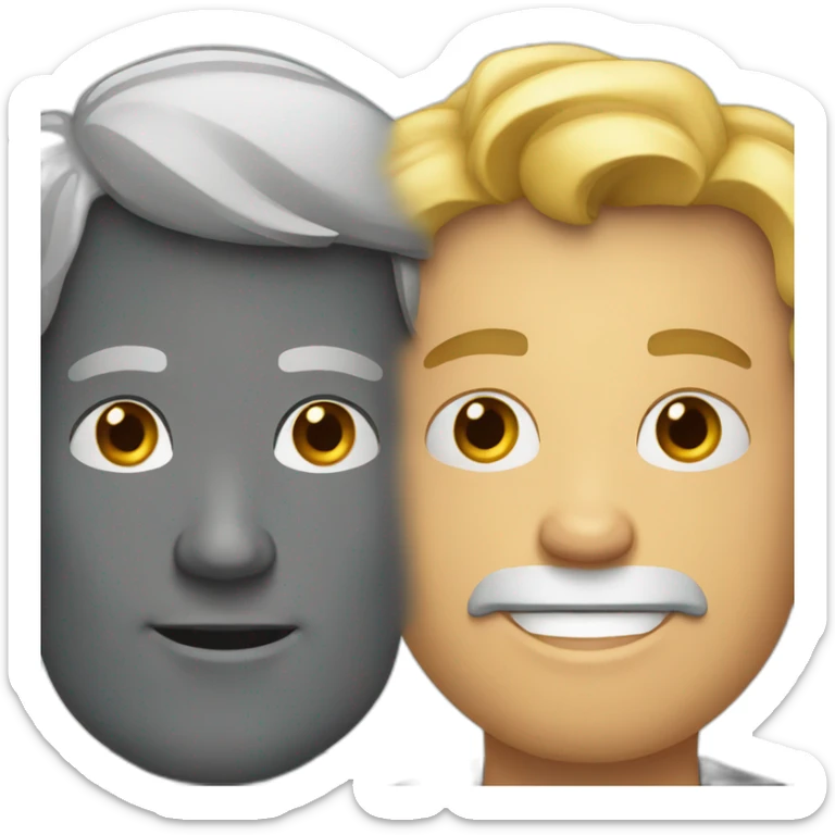 young man with blond hair and old man with gray hair sticker