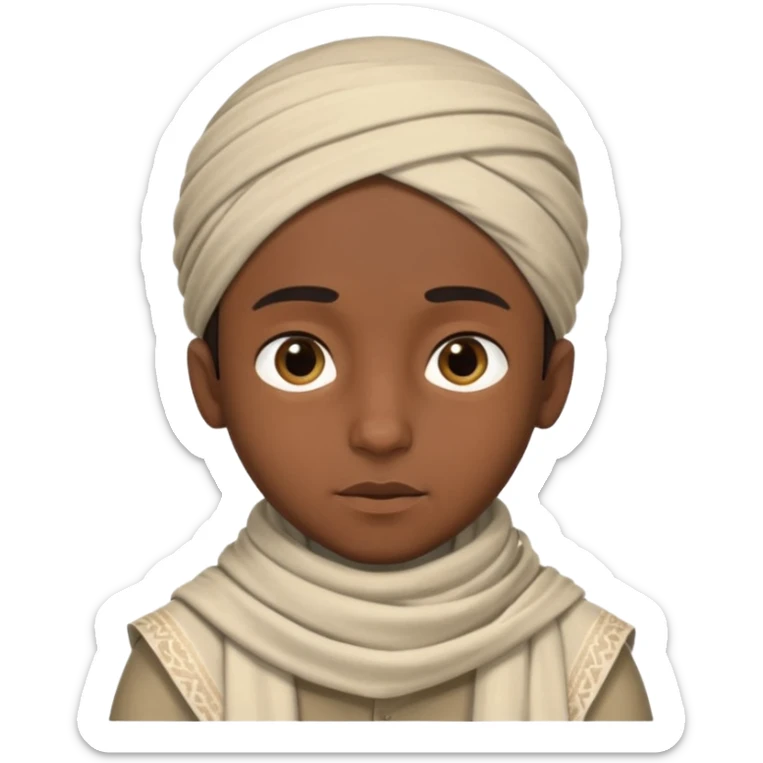 boy with dark skin with an arab scarf on his head no facial hair  sticker