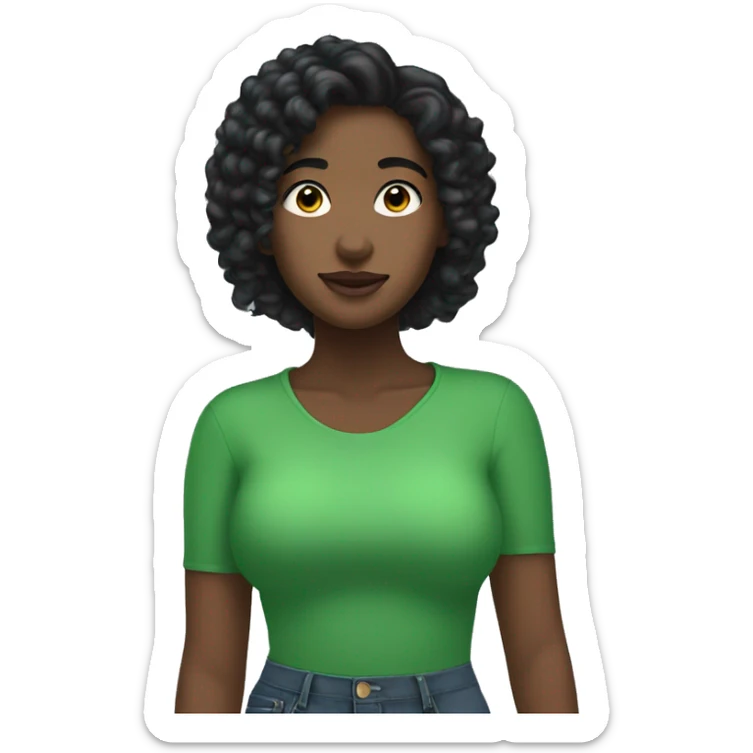 Black hair girl listening to her green airpod max sticker