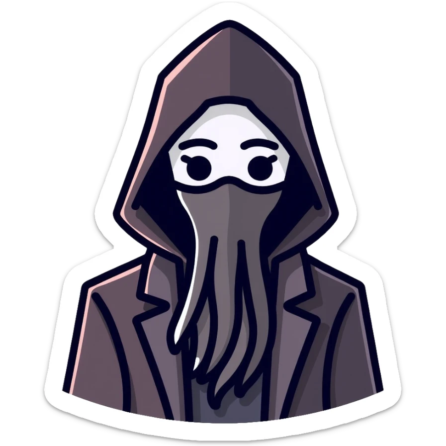 Squid Game front man with black mask and coat sticker