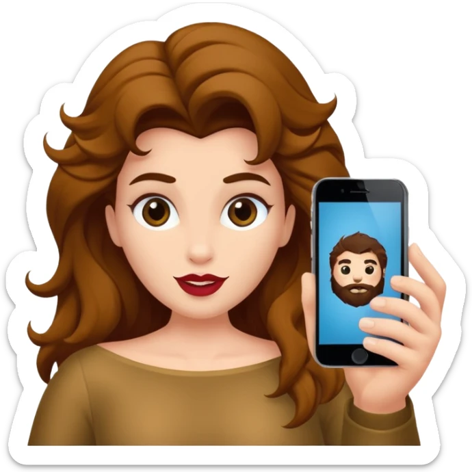 Haz un dos persones una la bella de bella y la bèstia y la otra uo con el pelo rizado largo haciendose un selfie sticker