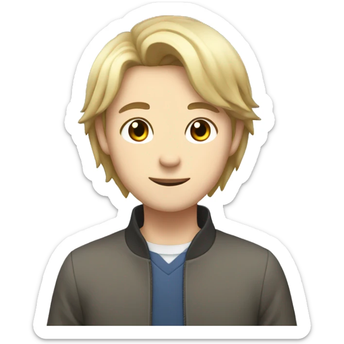 happy yui in school as male with darker hair and more of a bob cut sticker