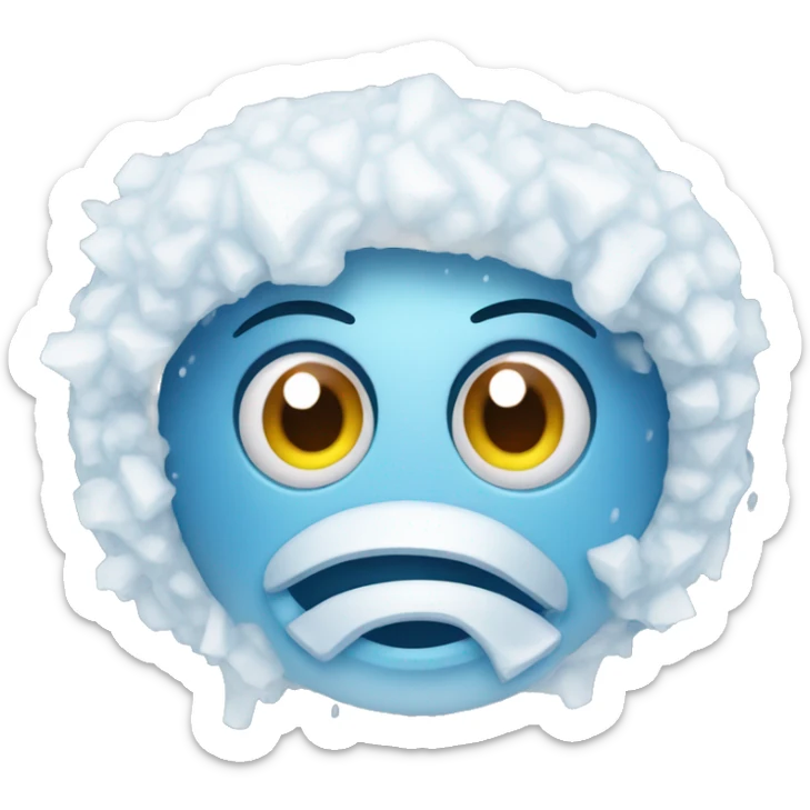 Freeze/Cold Emoji  Like smily emoji with big eyes, Ice from eyes and ear muffs sticker