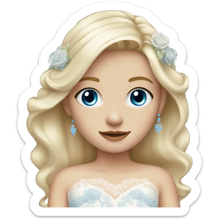 Beautiful blond girl with blue eyes and pastel wedding dress sticker