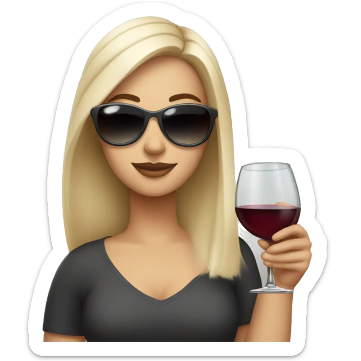 White girl wearing sunglasses holding a glass of wine  sticker