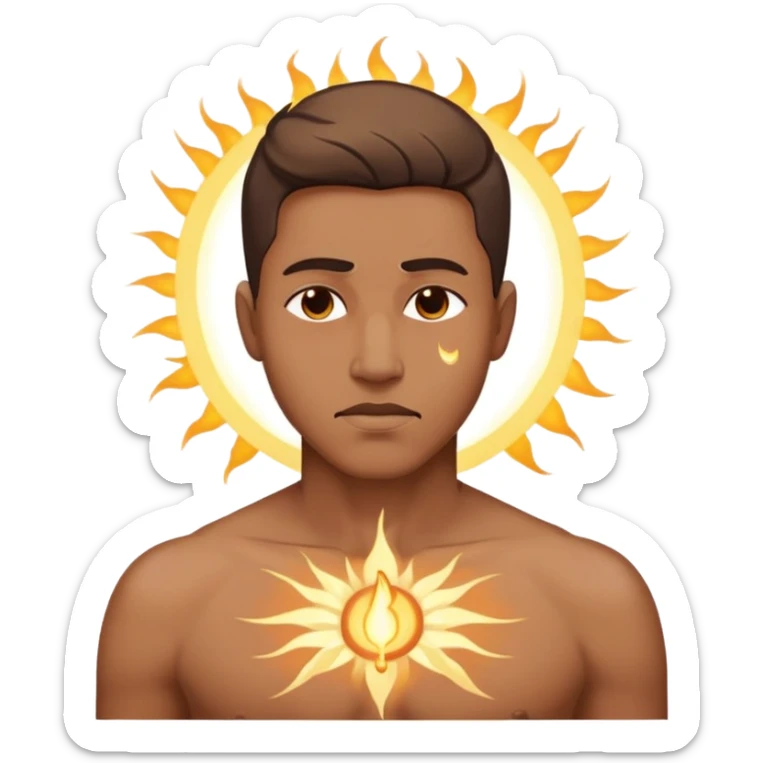 transition from a man with a spiritual pain on his chest growing up to a man with a soul glowing on his body representing his healed version karmically and using that energy to heal others sticker