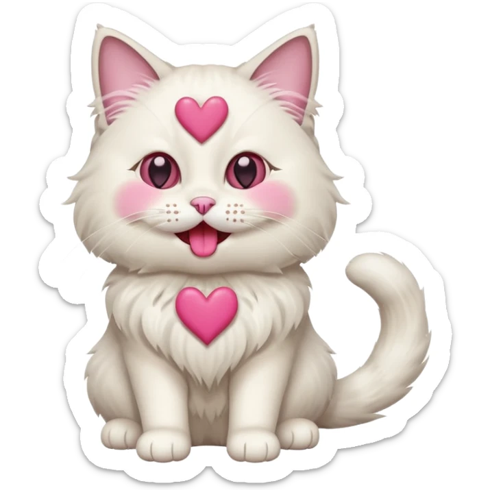 Full body ragdoll Cat with popping out love heart eyes and mouth open sticker