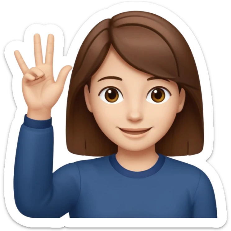 Mach mir einen Tyoen mit braunen haaren der mit seiner linken hand zur seite zeigt sticker