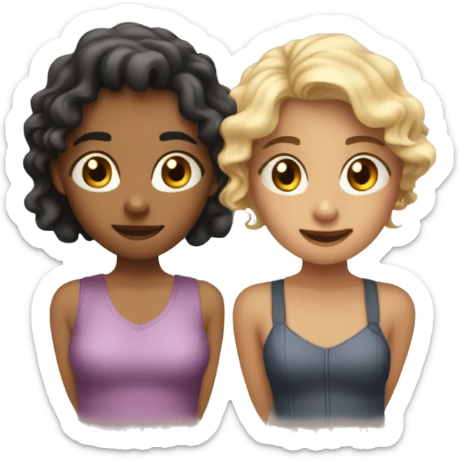 Two girl best friends does heands like this-🫶🏻 , and one of them have short hair and another one have middle hair sticker