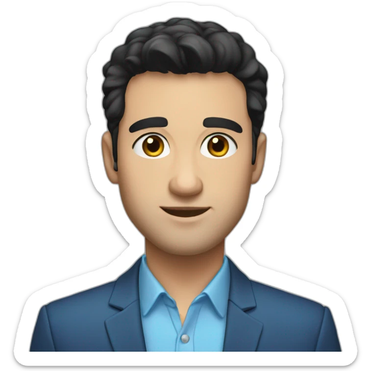 30 years old, man, caucasian, black hair, blue eyes, blazer, t-shirt, handsome sticker