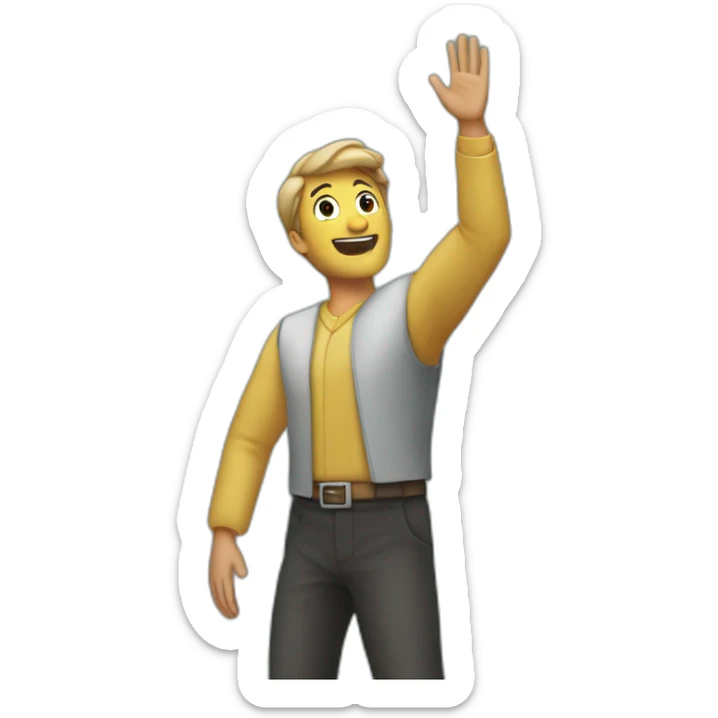 person celebrating a preacher by putting there arm in the air with and their head back sticker