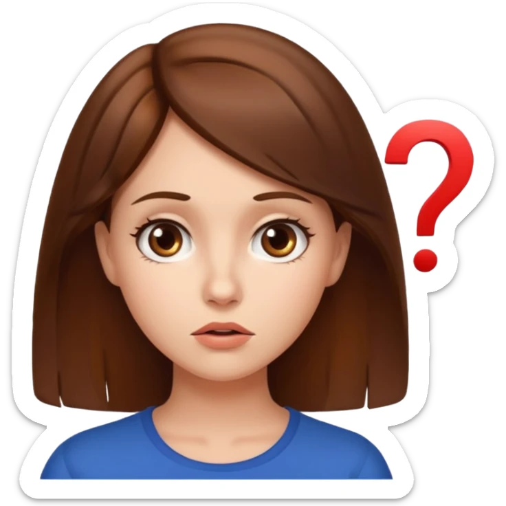 The beautiful woman looked confused, like she had a question mark on her face. sticker