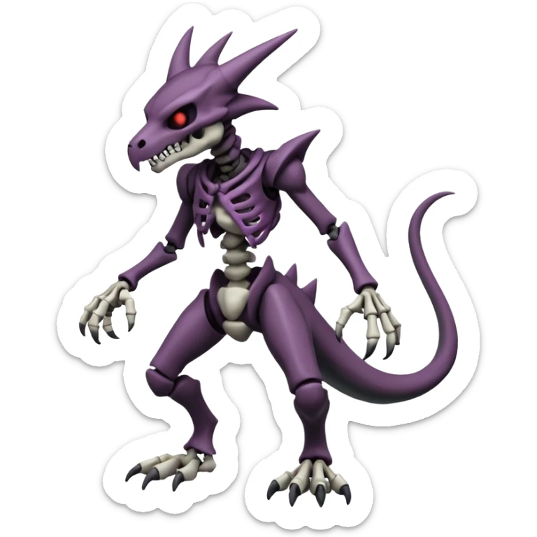 Badass Edgy Dark Evil Spectral Dusky Spooky Skeletal Cool shot Stylish Handsome Duskull-Marowak-Darkrai-Genesect-Fakémon-fusion (full body) sticker