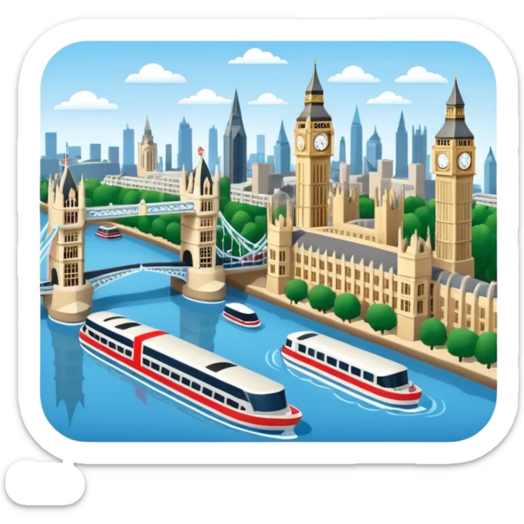 Make a full city of London with the Big Ben in the background and the Tower Bridge over the river  sticker