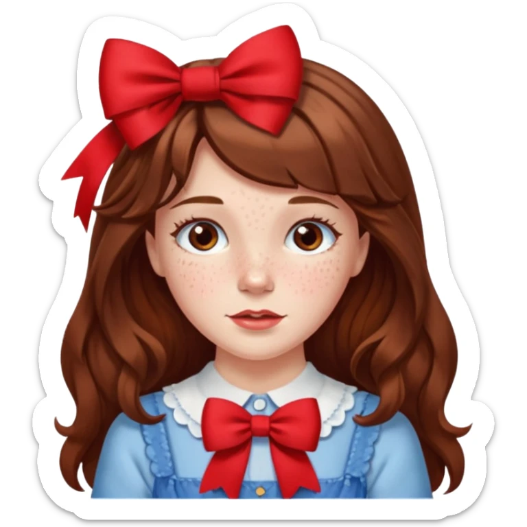Dorothy Gale from the Wizard of Oz with long brown hair with red bow sticker
