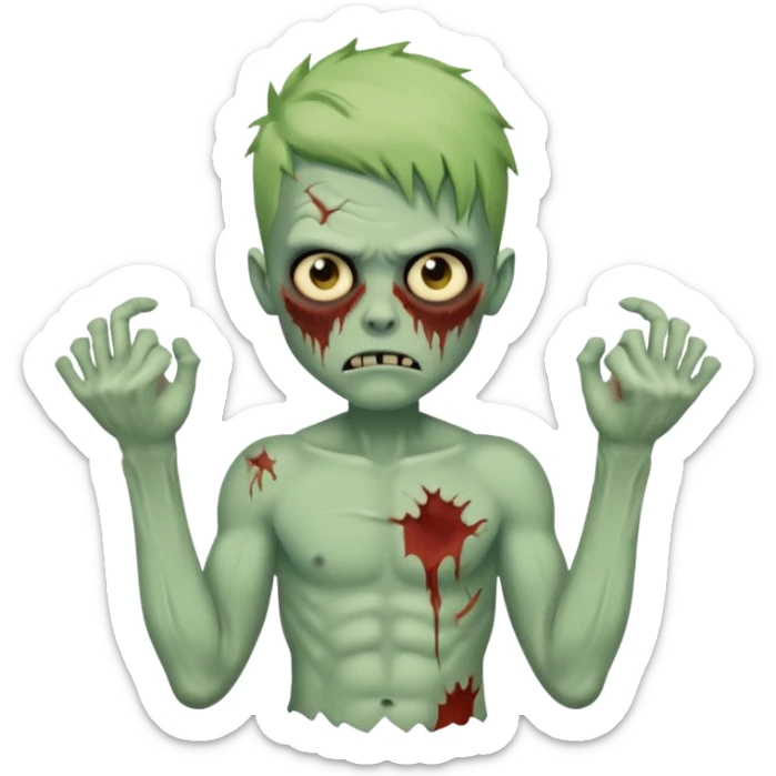 a zombie boy with a ondulado hair and a white t shirt  sticker