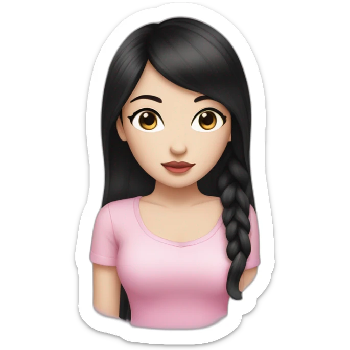 Beautiful woman,Black hair,long hair,White skin,oval face,big eyes,Blackeyes,Pink lips,Chinese sticker