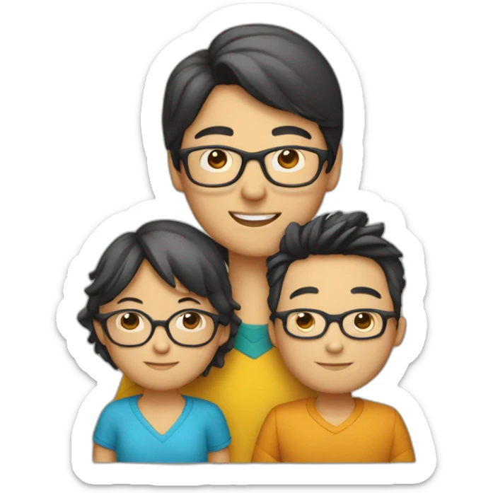 Familia hombre con gafas, mujer china y niño sticker