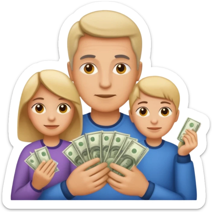 A caring parent counting money with family icons emoji sticker