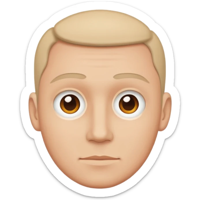 Create a clean emoji-style illustration of a man's face,
round head, simple shapes, flat colors,
keeping the facial features from the reference photo,
emoji style like Apple emojis, white background sticker