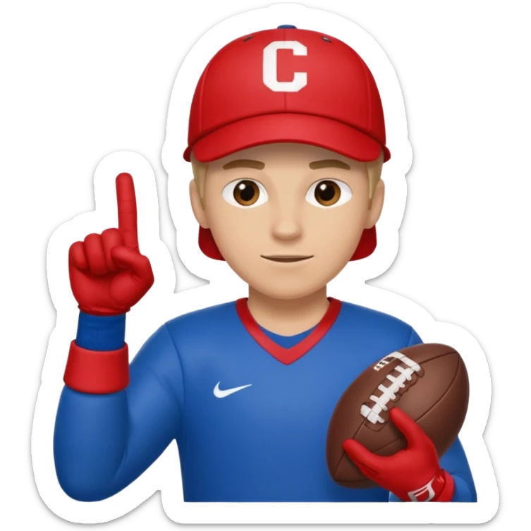  #1 glove first finger up football fan in blue (#00A3E0) and red (#F9423A)  sticker