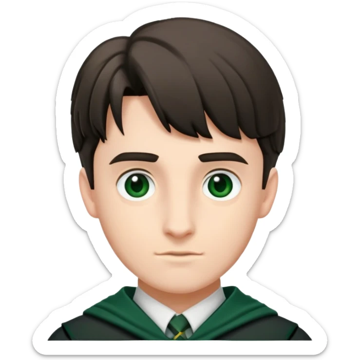 Scott Fern is Adrian Pucey  in harry potter, wear hogwarts slytherin uniform sticker