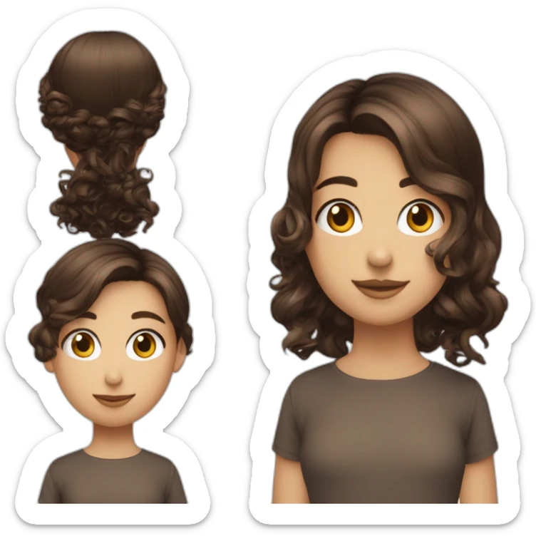 garçon bleu cheveux marrons bouclés avec fille marron cheveux noir lisse sticker