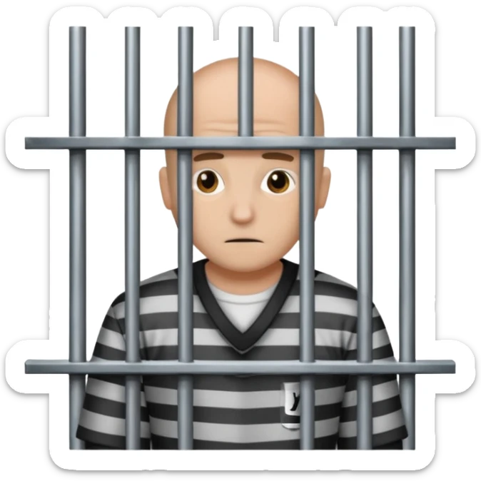 criminal in jail behind bars the bars should be in front of the person and the bars can be over the person's face sticker