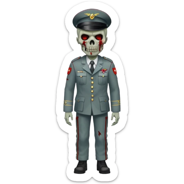 Rotting corpse zombie soldiers, full body, in the style.of your bleeding skull art. sticker