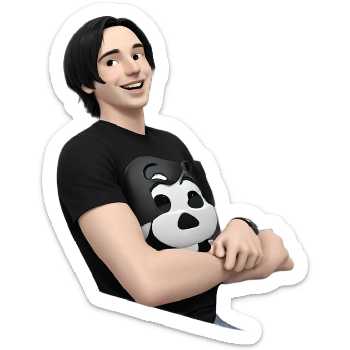 smiling boy in black shirt sticker