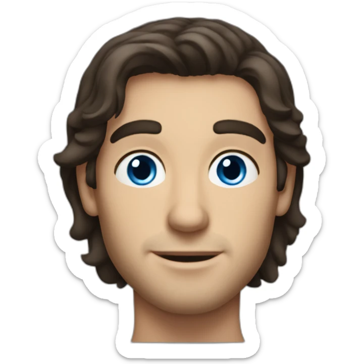 German-Italian American Man with Blue Eyes, Long dark Brown Hair, and Freckles sticker