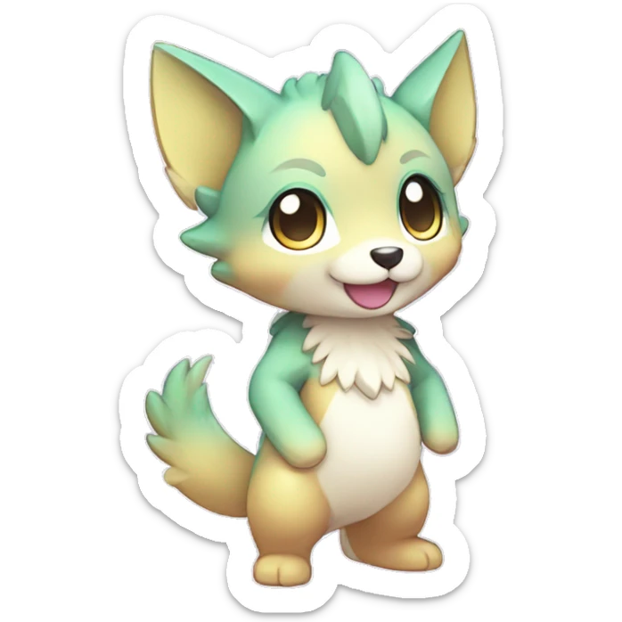 Cute Kawaii Chibi Anthro Sona Pretty Shiny Colorful Sparkly Fakemon Full Body sticker