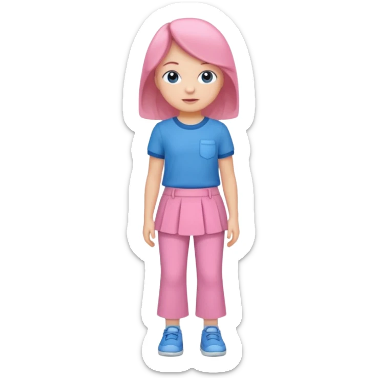 A young child with pants ☺️👖and a skirt and pink pants and blue shirt sticker