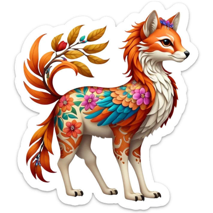 Multicolored floral exotic Falvie-Fionbri, full body sticker