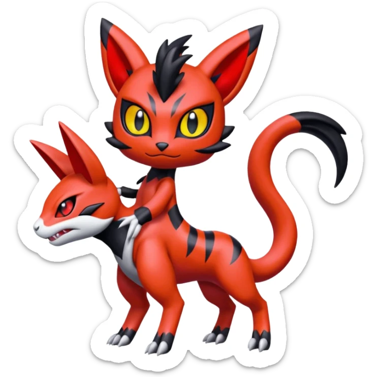 Colorful Meloetta-Litten-Guilmon-Darkrai-Pokémon-Fakémon-fusion-hybrid-creature sticker