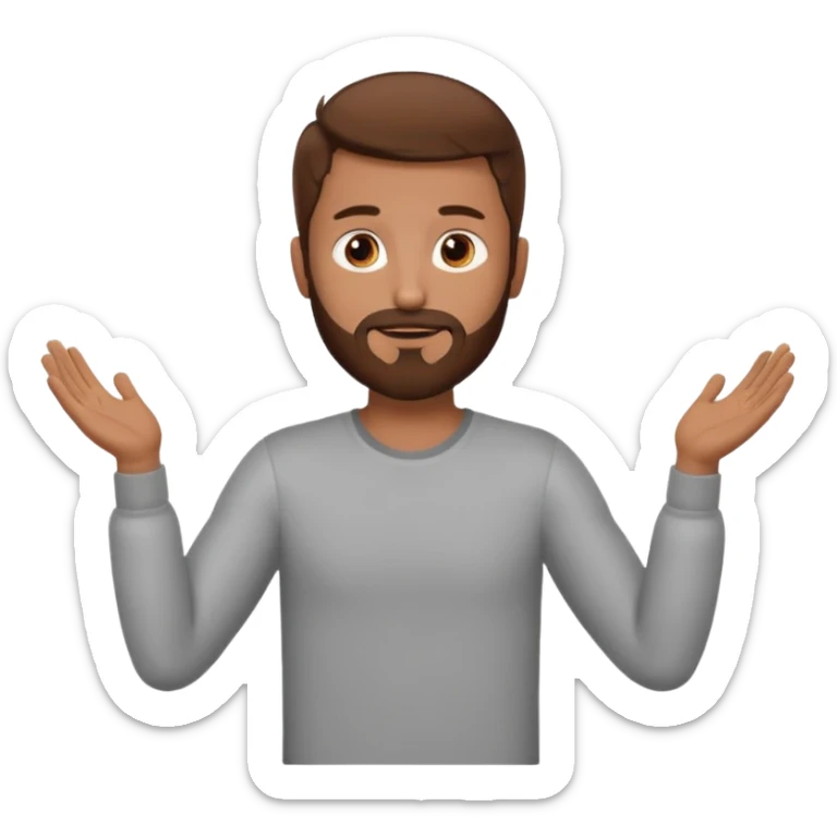 A man with brown hair and beard with his arms out straight waiting for a hug sticker