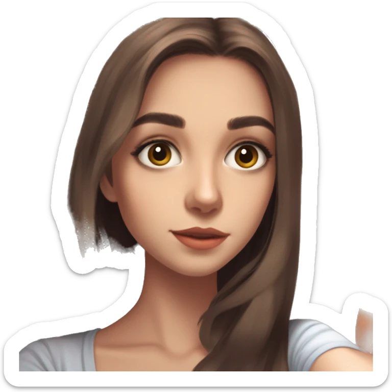 a woman taking a selfie in front of a mirror, a picture, tachisme, she is about 1 6 years old, brown hair and large eyes, discord profile picture, ekaterina sticker