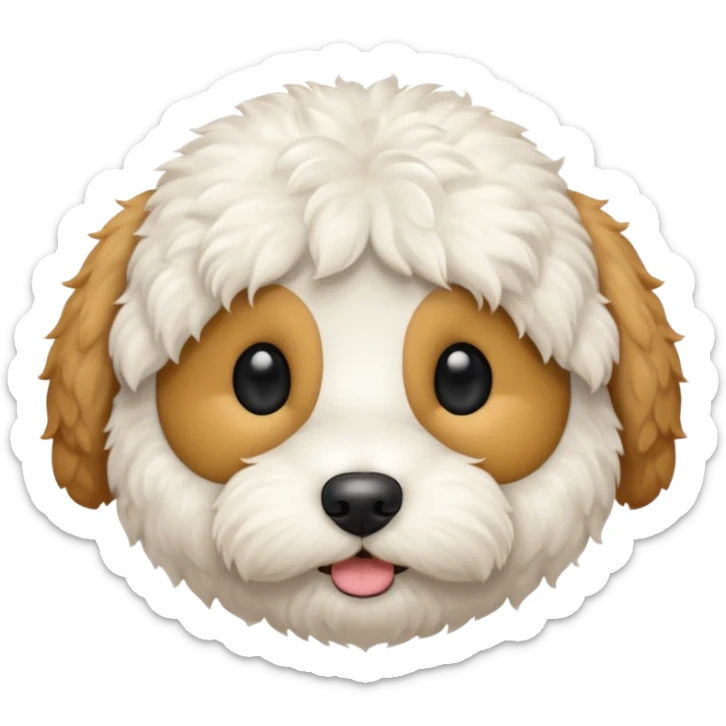 Can you make me an emoji of a very white mini goldendoodle that looks at more poodle with black eyes and a round face? sticker