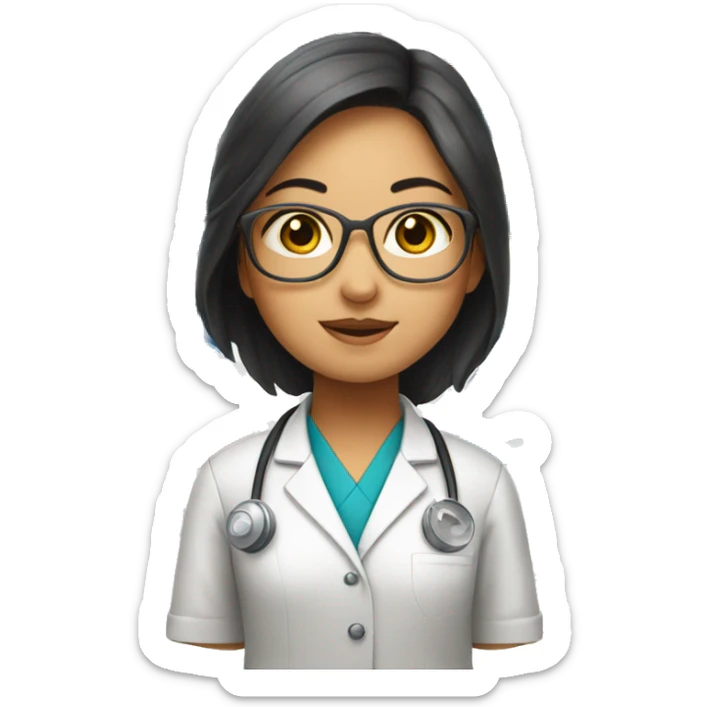 Asian Scientist girl with Indian flag, Korean flag above her sticker