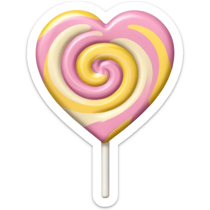 A lollipop heart in soft pink, beige and yellow pastel colors sticker