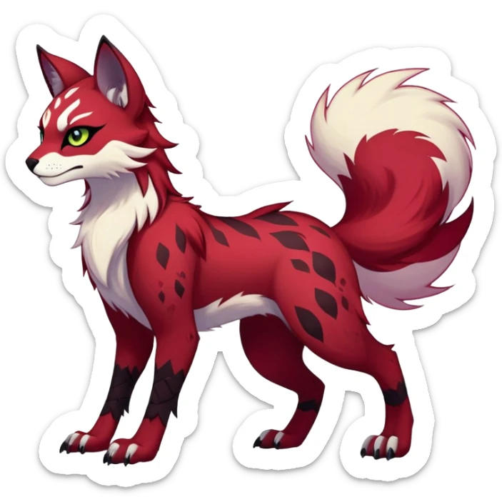 Vibrant dark edgy badass cool Falvie-Fionbri-creature-fursona, full body, with random markings sticker