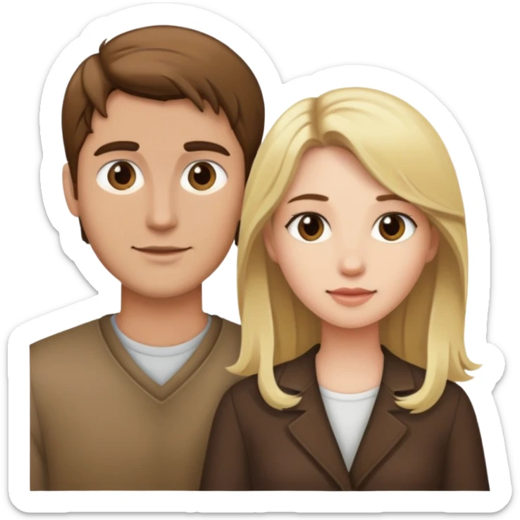 Brown hair man and blonde hair girl couple  sticker