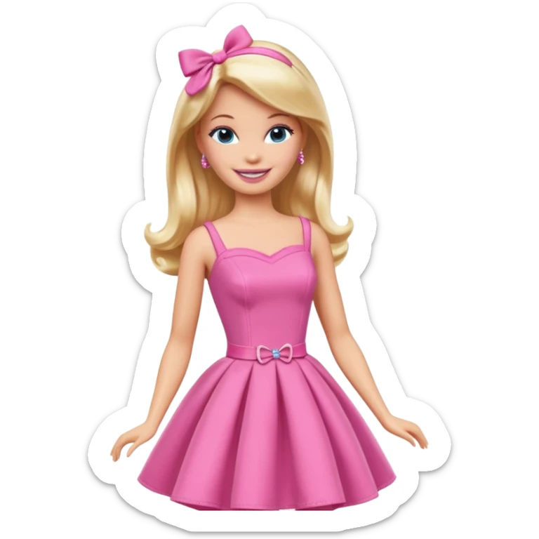 barbie wear pink dress sticker