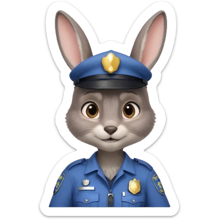 Judy Hopps with big ears (gray female rabbit with a police suit, without a cap) from the Zootopia Disney movie sticker