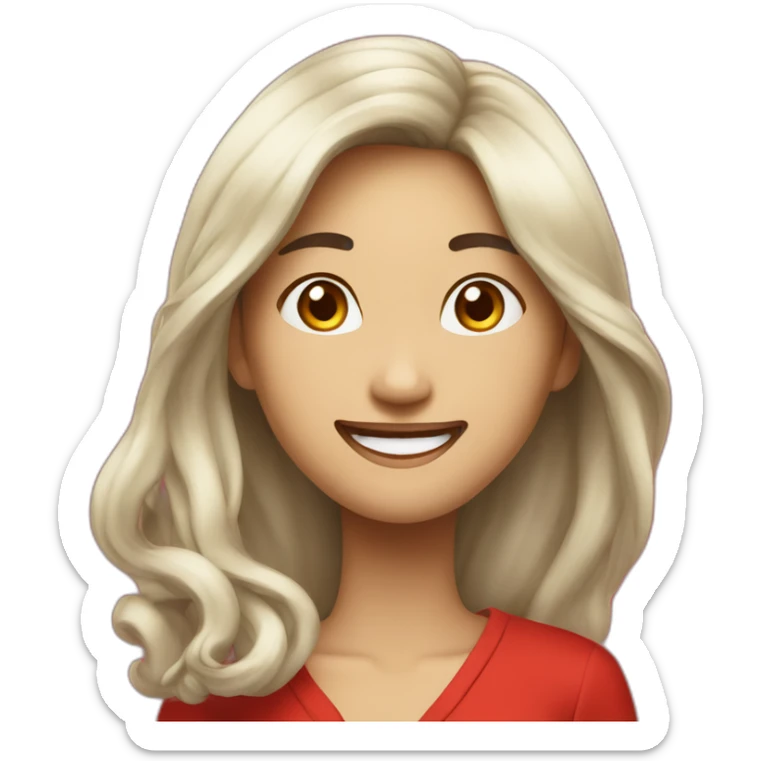 Beautiful Asian woman with long hair and red dress and who laugh out loud sticker