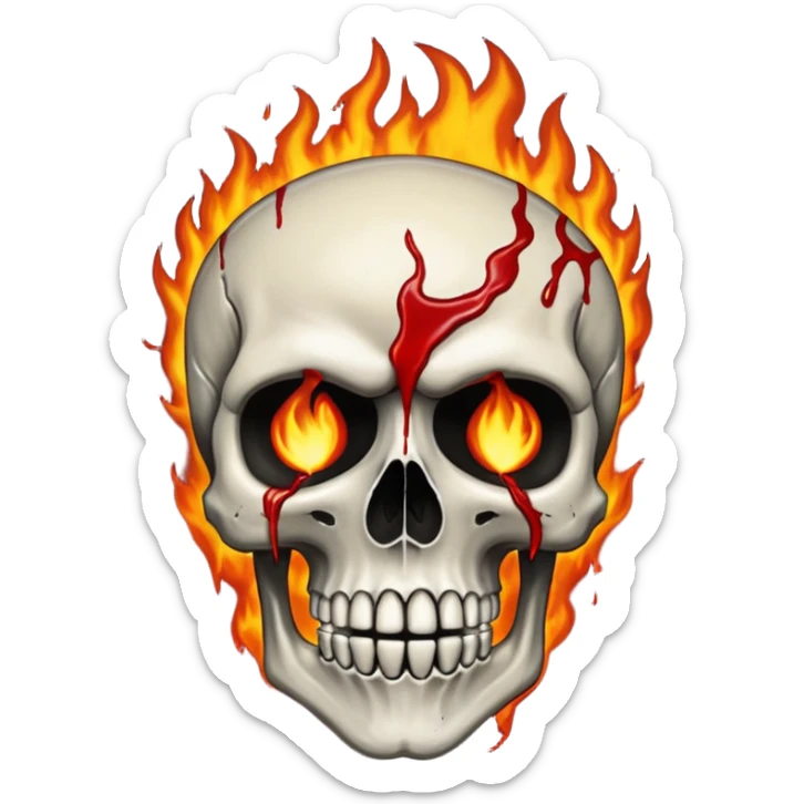 Soul Fire, in the style of gritty realism and your bleeding skull art sticker