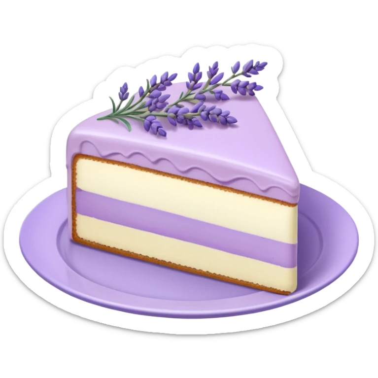 a cut out piece of an Aesthetic gorgeous beautiful pretty inspo Lavender cake with lavender flowers on a pastel plate  sticker