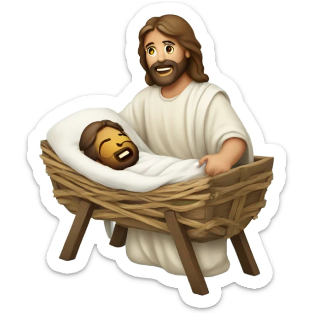 Jesus in a manger sticker